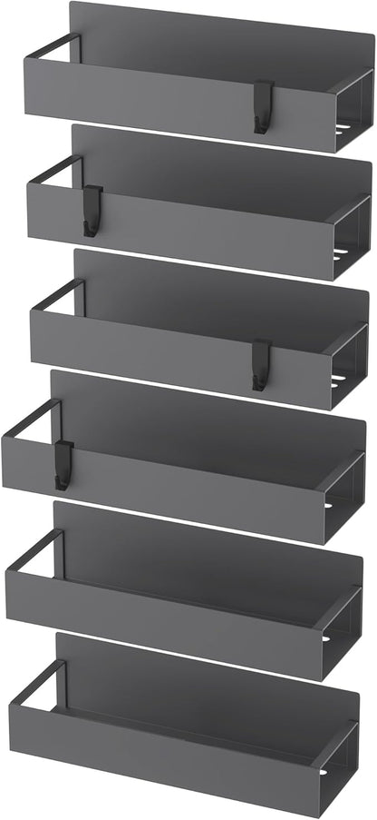 6 Pack Magnetic Spice Storage Rack Organizer for Refrigerator and Oven, Dark Gray Fridge Organizers and Storage