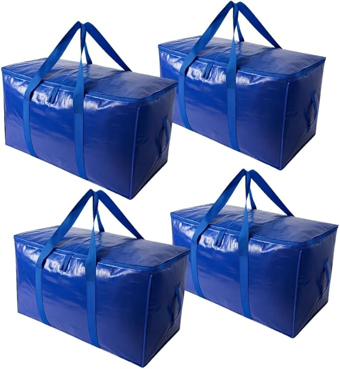 Veradome Extra Large Moving Bags with Zippers & Carrying Handles, Heavy-Duty Storage Tote Moving Boxes for Space Saving (4)