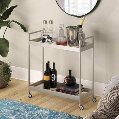 Cooper 33'' Wide Rectangular Bar Cart in Satin Nickel