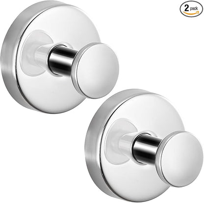 Supopular Reusable Heavy Duty Suction Cup Hooks for Kitchen/Bathroom/Shower - Wet-Proof Hooks for Towels, Robes, Loofah&Wreaths/No Drill Mounting on Glass, Tile, Metal (2, Polished Chrome)