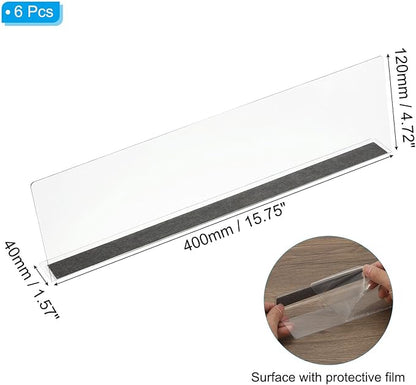 PATIKIL 12 Pack Shelf Dividers for Closet Organization, 15.7x1.57x4.7 Acrylic Magnetic Closets Separator Kitchen Cabinet Shelves Under Bed Blocker for Bedroom Kitchen Office, Clear
