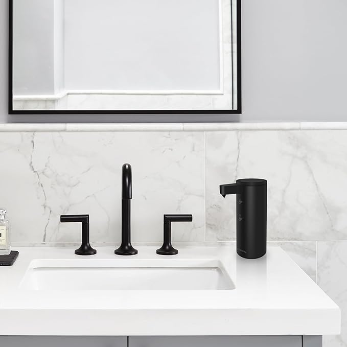 Mamiddle Automatic Soap Dispenser Stainless Steel with Sensor Infrared Soap Dispenser Electric IPX5 Waterproof USB-C Charging Motion Sensor for Kitchen & Bathroom (Black)