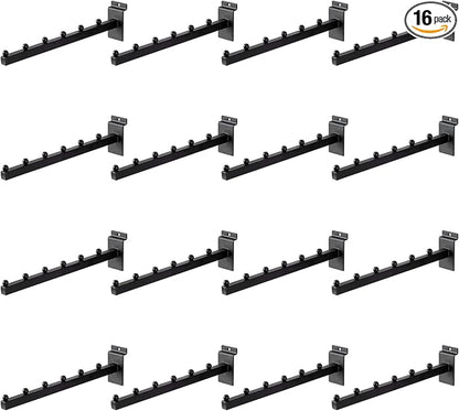 16 Pack Waterfall Slatwall Hooks, Heavy Duty Slatwall Display Hangers and Accessories for, Retail Display, Garage, and Home Storage (12 Inch)