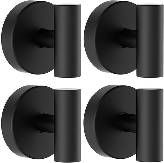 Bntuk Suction Cup Hooks, Shower Hooks for Inside Shower – Removable Towel Hooks for Bathroom Window Glass Mirror Tile, Bath Robe Looafh Hook for Hanging – Waterproof & Rustproof, Black (4 Pack)