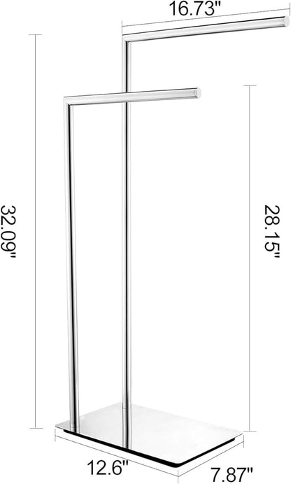 Freestanding Double Towel Racks Bathroom Accessories Towel Holder Stand on Floor Brass Chrome
