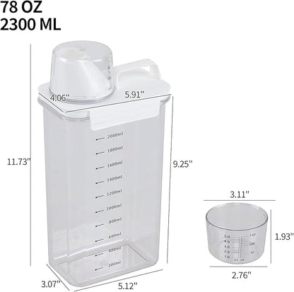 78 OZ Clear Laundry Detergent Dispenser with Measuring Cup, 3 Pack Plastic Laundry Powder Containers