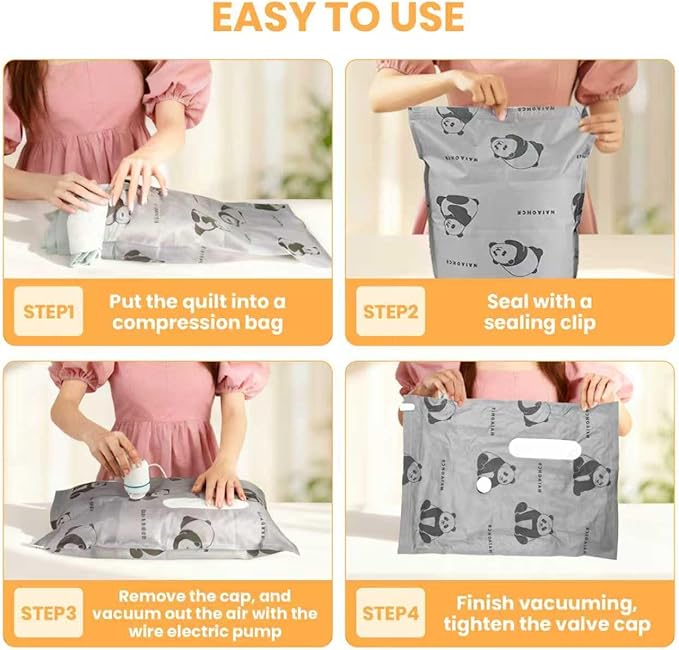 NAIAOHCR 12Pack Oxford Vacuum Storage Bags with Electric Pump & See-Through Window (3 Jumbo/3 Large/3 Medium/3 Small), Reusable Space Saver Vacuum Seal Bags for Travel, Clothing, Comforters