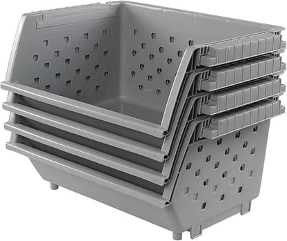 4 Pack Stackable Storage Basket, Large Stacking Baskets