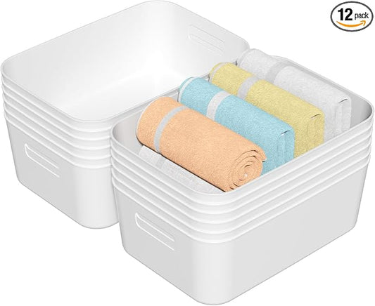 Sadstory Plastic Pantry Organizing Bins, Open Home Organizer Baskets, 12 Packs