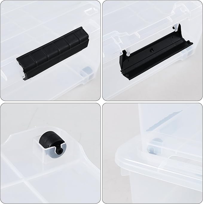 Hommp 20 Quart Under Bed Plastic Storage Bins, 4-Pack Clear Under Bed Storage Box with Wheels