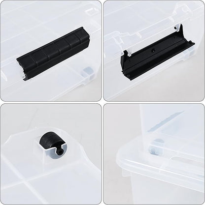 Hommp 20 Quart Under Bed Plastic Storage Bins, 4-Pack Clear Under Bed Storage Box with Wheels