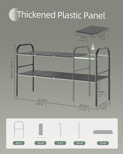 NETEL Under Sink Organizers and Storage, 2 Tier Expandable Under Cabinet Organizer Shelf with 8 Removable Panels,Expandable Shelf for Cupboard,Kitchen,Bathroom,Shoe Storage Rack