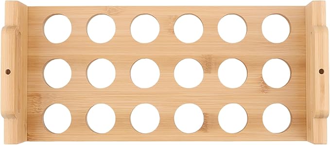 KEILEOHO 2 Pack Egg Holder Countertop, Stackable Wooden Egg Holder for 36 Fresh Eggs - Farmhouse Kitchen Countertop Organizer, Bamboo Display Rack Fits Duck Chicken Eggs