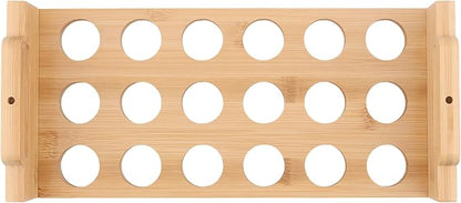 KEILEOHO 2 Pack Egg Holder Countertop, Stackable Wooden Egg Holder for 36 Fresh Eggs - Farmhouse Kitchen Countertop Organizer, Bamboo Display Rack Fits Duck Chicken Eggs