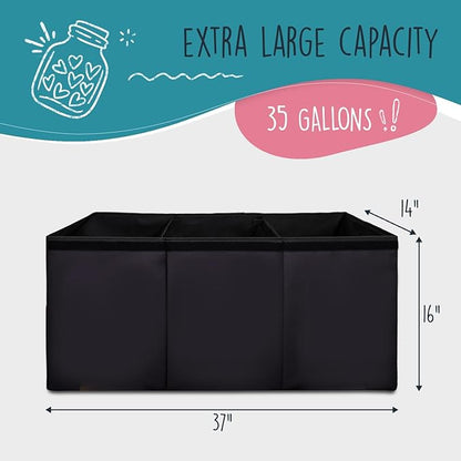 Extra Large Toy Storage Organizer with Lid - Sturdy, Collapsible Toy Chest Storage Box Design - Toys Bin with Dividers for Kids, Nursery, Bedroom, Playroom 37"x16"x14"