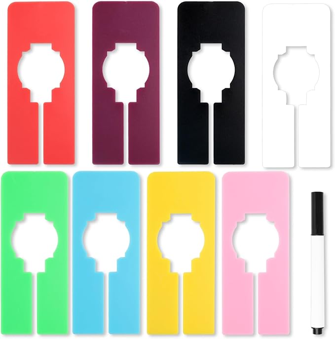 9 PCS Closet Rack Dividers for Hanging Clothes - 8 Color Plastic Rack Size Dividers with Writable Labels, Rectangular Reusable Closet Separators Closets Labels Divider for Closets, Retail, Wardrobe