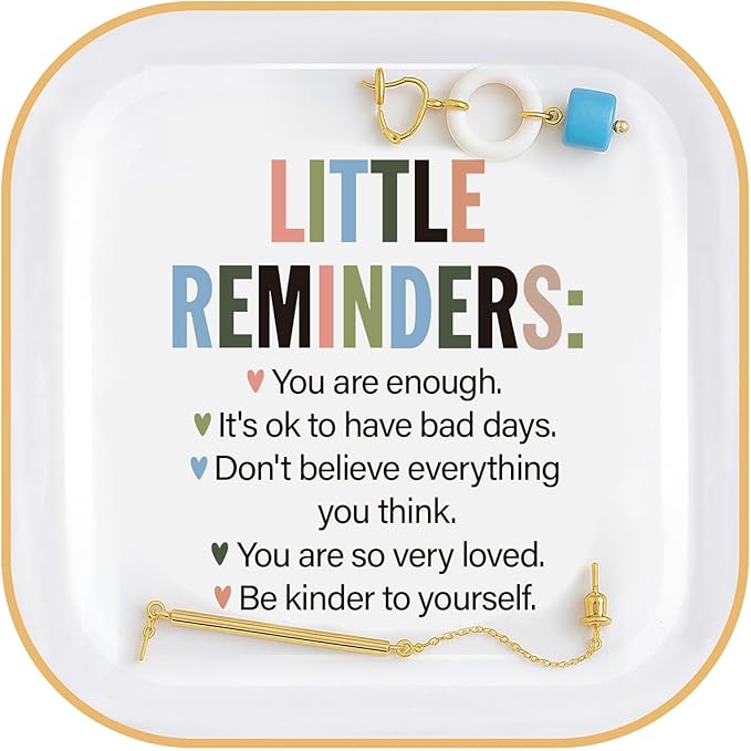 Motivational Gifts for Women – Little Reminders: You are enough... Affirmations Ring Dish, Inspirational Quote Jewelry Tray Gifts For Friends,Besties,Coworkers Employee Appreciation Gift