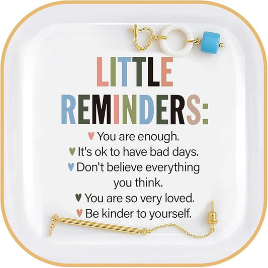 Motivational Gifts for Women – Little Reminders: You are enough... Affirmations Ring Dish, Inspirational Quote Jewelry Tray Gifts For Friends,Besties,Coworkers Employee Appreciation Gift