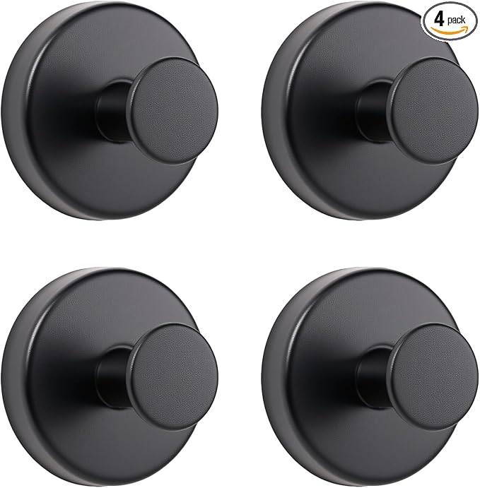 Season 2 Season Suction Cup Hooks for Shower, 4 Pcs Shower Hook for Bathroom Stainless Steel Wall Hook for Hanging up to 6.5 lbs for Kitchen, Glass, Mirror,Black