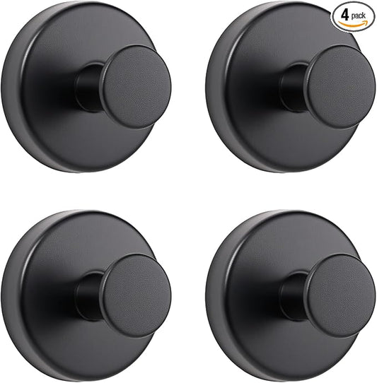 Season 2 Season Suction Cup Hooks for Shower, 4 Pcs Shower Hook for Bathroom Stainless Steel Wall Hook for Hanging up to 6.5 lbs for Kitchen, Glass, Mirror,Black