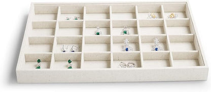 Oirlv Stackable 12 Girds Jewelry Trays Jewelry Storage Tray Showcase Display Organizer(13.8" X 1.4"X 9.4")