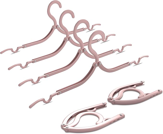 NICEDACK Premium Travel Hangers 12 Pack Portable Folding Clothes Hangers - Super Bearing Collapsible Hanger Foldable Clothes Drying Rack for Travel, Indoor and Outdoor Use, Pink