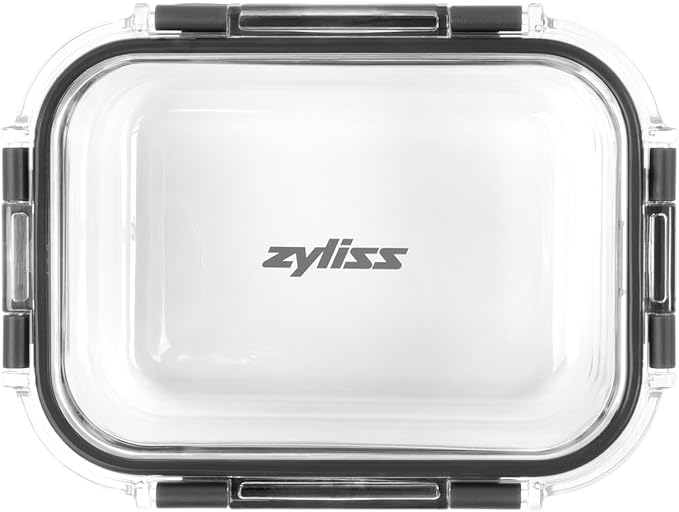 Zyliss E981064 640ml Glass Container, Shatter Resistant Glass, Airtight Food Storage Box with Sealable Lid, Microwave Safe, BPA Free, Freezer Safe, Fridge Storage, Food Container, 18cm x 14cm x 6cm