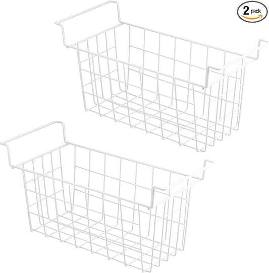 Chest Freezer Baskets 15.5 Inch, Chest Freezer Organizer Bins Metal Wire Storage Baskets with Hanging Handles for Deep Freezer, Set of 2