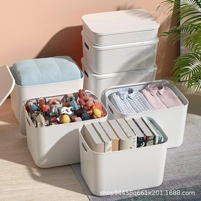Set Of 4 Plastic Storage Bins with Lids,"10.5×8×5.5" Versatile Kitchen Pantry Organization and Storage,for Plastic Storage Container Under Bed,Under Sink Bathroom Organizer (4 Pack Medium,
