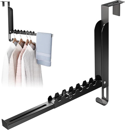 NiHome Foldable Over-The-Door Hook for Travel, Business Trips, Vacation, No Drill Installation Space-Saving Organizer, Portable Hanger Extra Hanging Space for Bathroom, Closet, Bedroom (Black, 1PC)