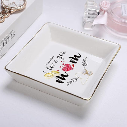 Tijeyi Gifts for Mom from Daughter Birthday Gift for Women Mothers Day Gifts Fun Presents Moms Grandma Sister in Law Best Jewelry Dish Unique Trinket Tray Ring Holder, Remember I Love You Mom