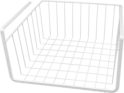 Southern Homewares White Wire Under Shelf Storage Basket Set – 4-Piece Under Cabinet Hanging Storage for Kitchen, Pantry, Organization (10.25" L x 10" W x 4.63" H, 1, Pack of 2)