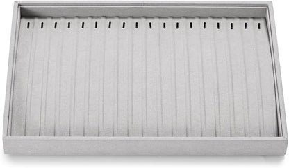 18Slots Necklace Braclet Tray Velvet Jewelry Trays Microfiber Jewelry Drawer Organizer for Necklace, Bracelets,Watch Storage Display (Grey)