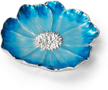 LARAINE Jewelry Dish Display Trinket Tray Flower Home Decorative Organizer Gift Necklace Earring Rings Holder Storage 3.15" (Blue)
