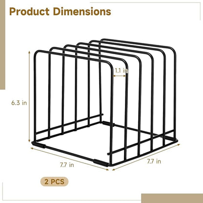 2 PCS 5-Tier Cutting Board Holders, Metal Kitchen Cabinet Organizers, Countertop or Pantry Storage Rack for Cutting Boards, Bakeware, Trays, Thin Pots, Cookbooks