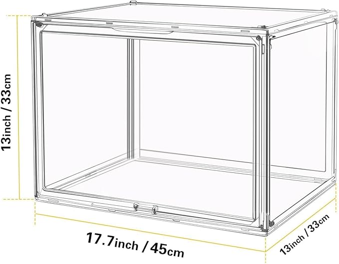 GUDEMAY Large Clear Stackable Plastic Storage Bins with Door, Dustproof Figure Collectibles Display Case, Football & Motorcycle Helmet Showcase, Basketball, Sports Memorabilia Organizer (XL, Count, 3)