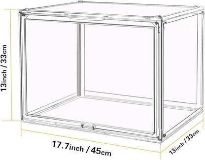 GUDEMAY Large Clear Stackable Plastic Storage Bins with Door, Dustproof Figure Collectibles Display Case, Football & Motorcycle Helmet Showcase, Basketball, Sports Memorabilia Organizer (XL, Count, 3)
