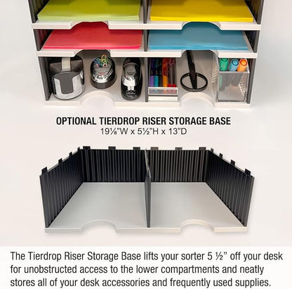 Ultimate Office TierDrop Literature Organizer/Forms Mailroom Classroom Sorter, 10-Compartments with Optional Add-On Tiers for Easy Expansion, Gray w/Black…