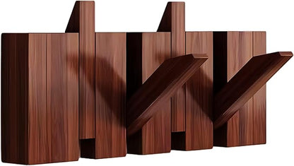 Wall Mounted Coat RackHooks Piano Key Hangers Natural Solid Wood Hanger Non-Woven Fabric Clothes Hangers for Closet, Kitchen, Bedroom, Bathroom, Entryway (Walnut, 4 Hooks)