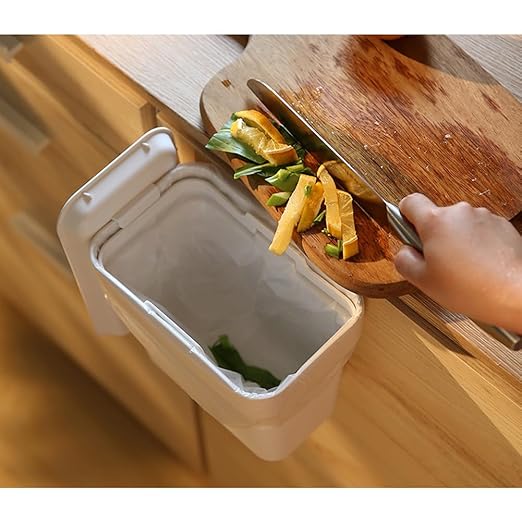 0.8 Gallon Hanging Small Trash Can with Lid for Cupboard/Bathroom/Bedroom/Office/Camping (White, 2PCS Trash can with Bags)
