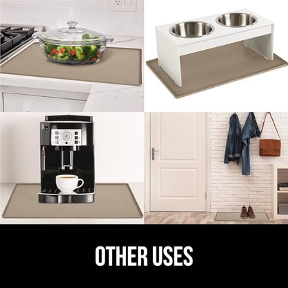 GORILLA GRIP Waterproof Silicone Under Sink Mat with Raised Lip for Kitchen and Bathroom, Cabinet Shelf Liner Stay in Place Mats Dishwasher Safe Drawer Liner, Organizer Tray, 19 x 22 in, Beige