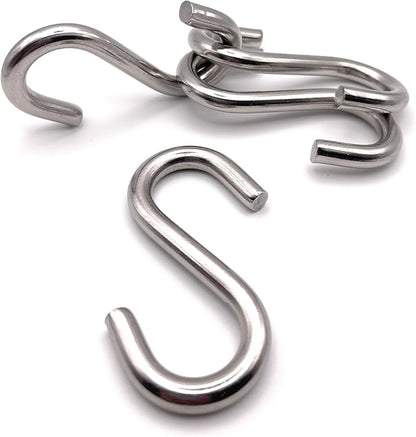 DaylyFav Holds 557Lbs S Hooks for Hanging Heavy Duty Hammock Stand Chair Porch Swing, 4 Pack 3.3- Inch 304 Stainless Steel S Hooks Utility Hooks