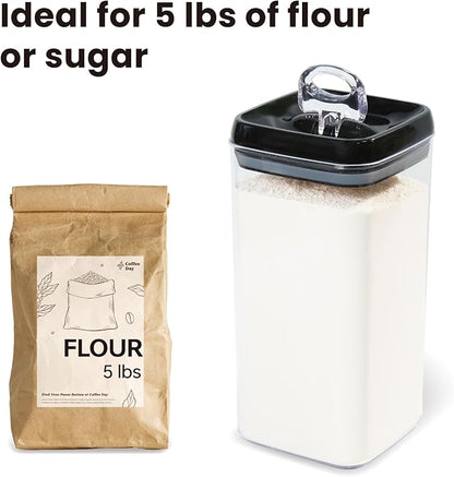 Felli Flip Tite Storage Container with Lid 6" XL Air Tight Ring Lock Top, Clear Acrylic Canister Set for Kitchen, Pet Cat Dog Food Treats (Nest-L, Black) NLQUA4-050(870191)