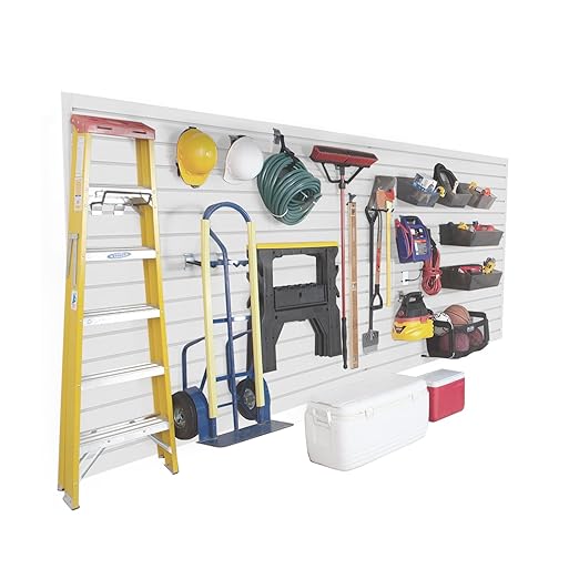 8x4FT Slat Wall Paneling Slatwalls Panel Wall Heavy Duty Industrial PVC Panels Garage Storage System for Easy Install Garage Organization Sturdy Walls Slats for Home & Bike Rack Storage