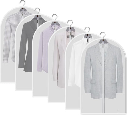 dust proof garment bags - set of 6 pcs 40 inch hanging clothing storage bags and cedar balls,for jacket, shirt, sweater, suit