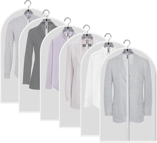 dust proof garment bags - set of 6 pcs 40 inch hanging clothing storage bags and cedar balls,for jacket, shirt, sweater, suit