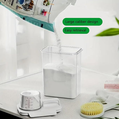 60.8OZ Clear Laundry Detergent Dispenser, Double Sealed Storage Container with Wide Mouth & Funnel Design, Transparent Leak-proof Organizer for Laundry Room, Fabric Softener, Bleach