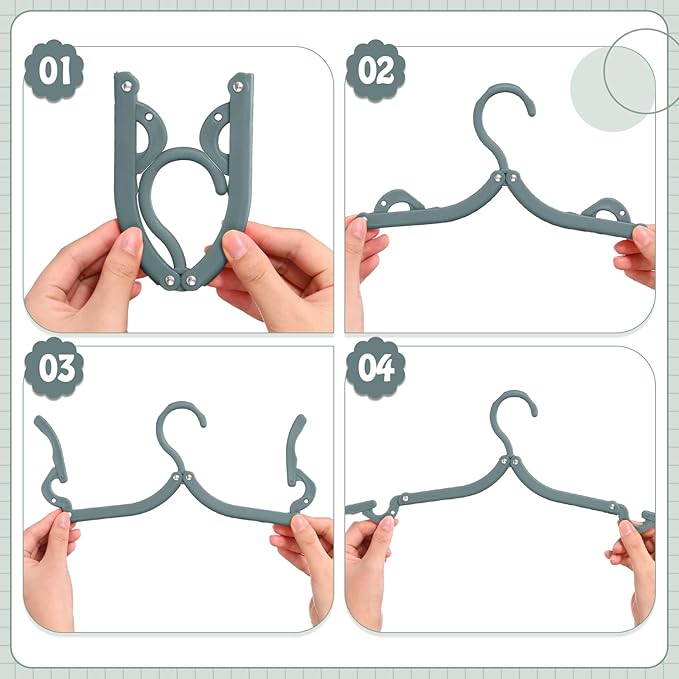 15 Pcs Travel Hangers Cruise Ship Essentials Foldable Portable Plastic Vacation Hangers Non Slip Clothes Drying Rack Travel Accessories for Dormitory School Hotel Laundry (Vintage Color)