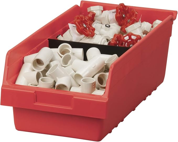 Akro-Mils 30088 Plastic Nesting ShelfMax Storage Bin Box, 18x8x6-Inch, Red (8-Pack)