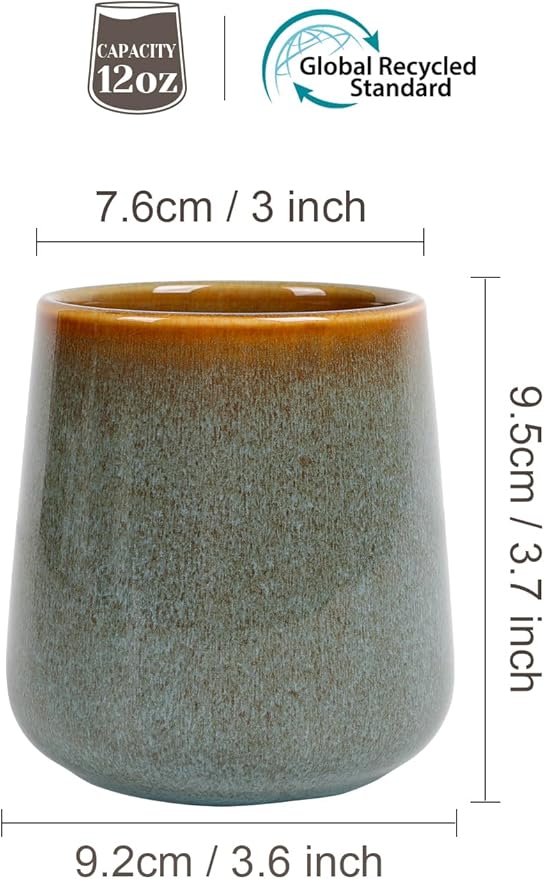 INGOFIN Ceramic Toothbrush Holder Cup, 12 oz Toothpaste Holder for Bathroom Vanity and Countertop, Organizer for Cosmetic, Makeup, Office Pencils, for Hotel Apartment, Kiln-Glazed